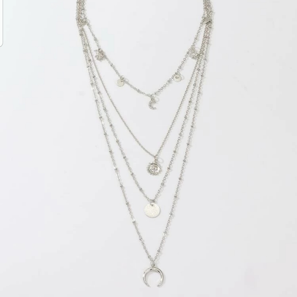 *Keisha* Silver layered necklace - Picture 4 of 5